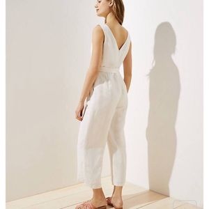 LOFT Tie Waist Button Front Jumpsuit